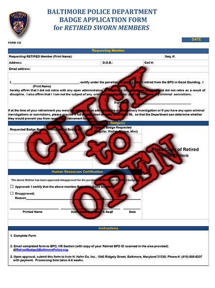 Retired Badge Application Form 120 72rubber stamped